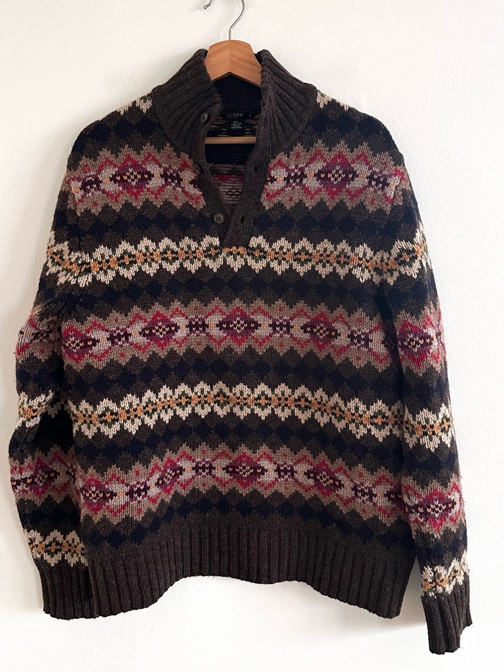 J. crew Factory 100% wool fair isle high neck sweater size medium